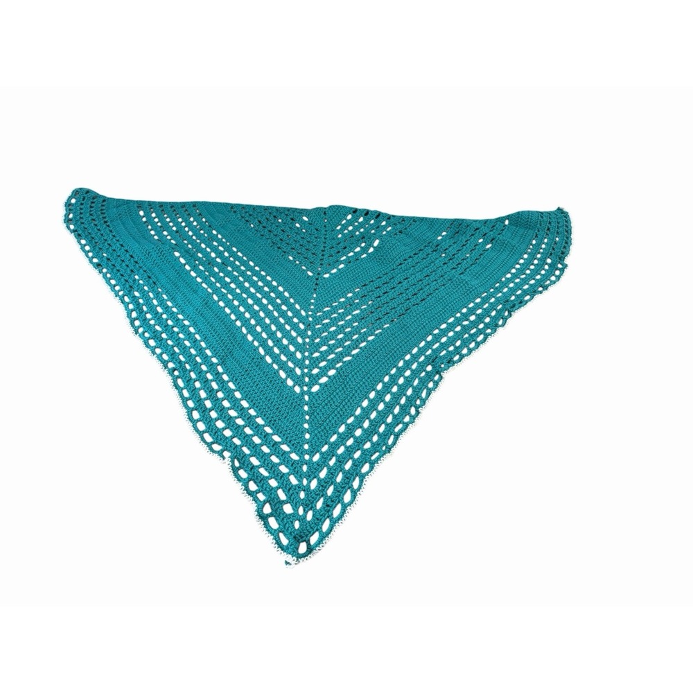 Handmade Crochet Shawl Wrap women or girls triangle teal